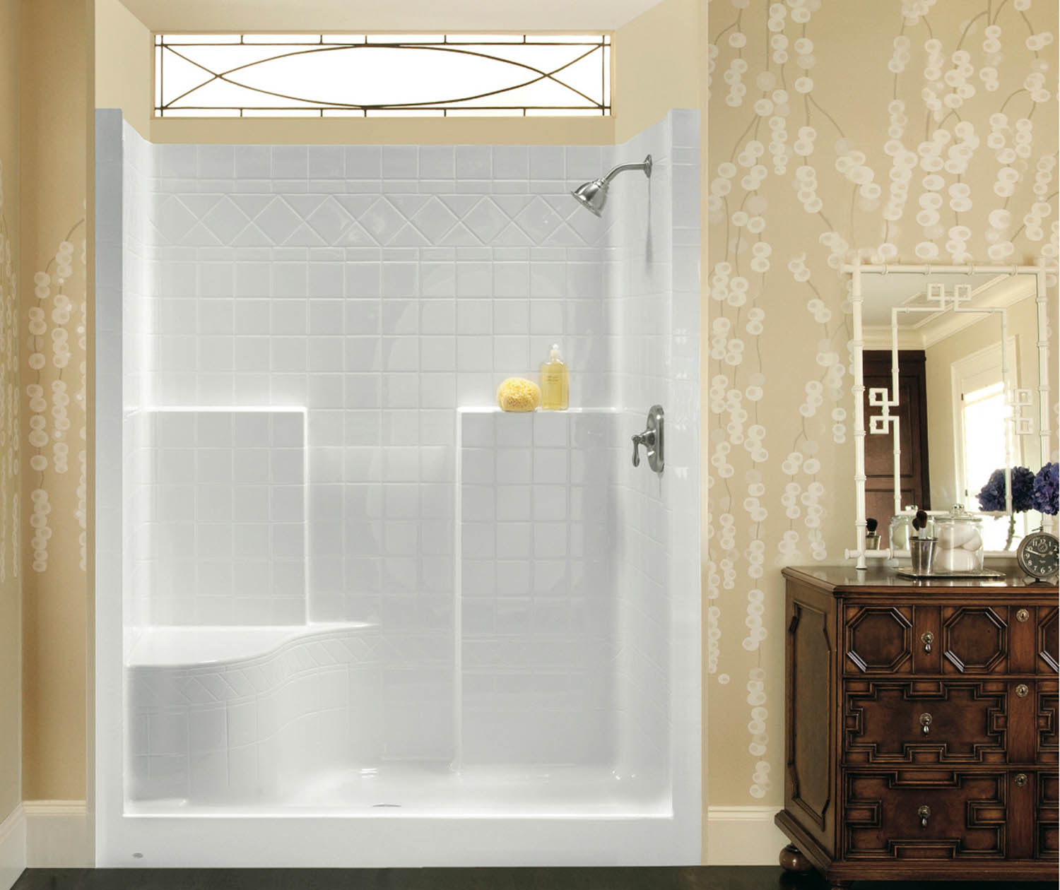 1483DTS 48 x 36 AcrylX Alcove Center Drain One-Piece Shower