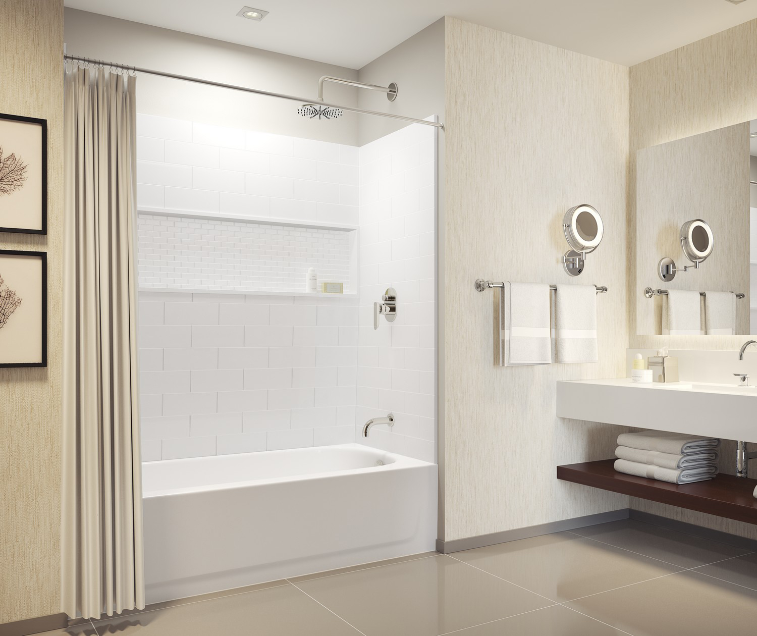 NexTile FHA 6030 DirecttoStud FourPiece Alcove Tub Wall Kit in White