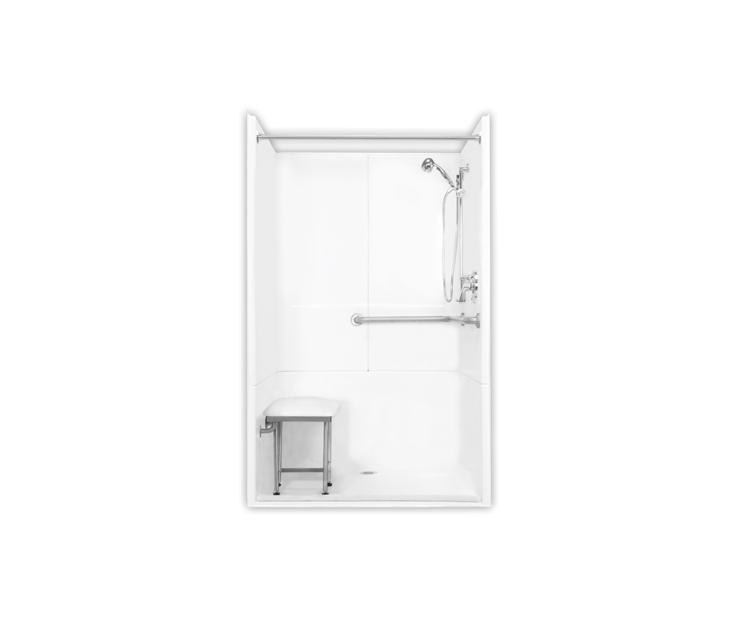 MP4836BFKD34 48 x 36 AcrylX Three-Piece Alcove Back Center Drain