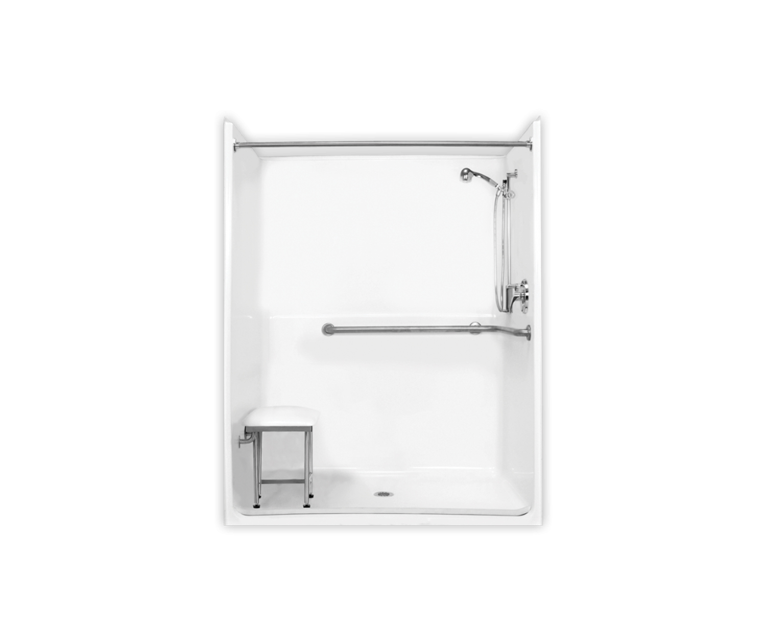 MP6036BF 60 x 36 AcrylX One-Piece Alcove Center Drain Shower in