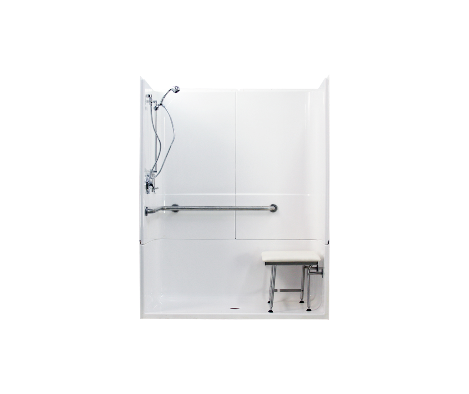 MP6036BFKD 60 x 36 AcrylX Three-Piece Alcove Center Drain Shower