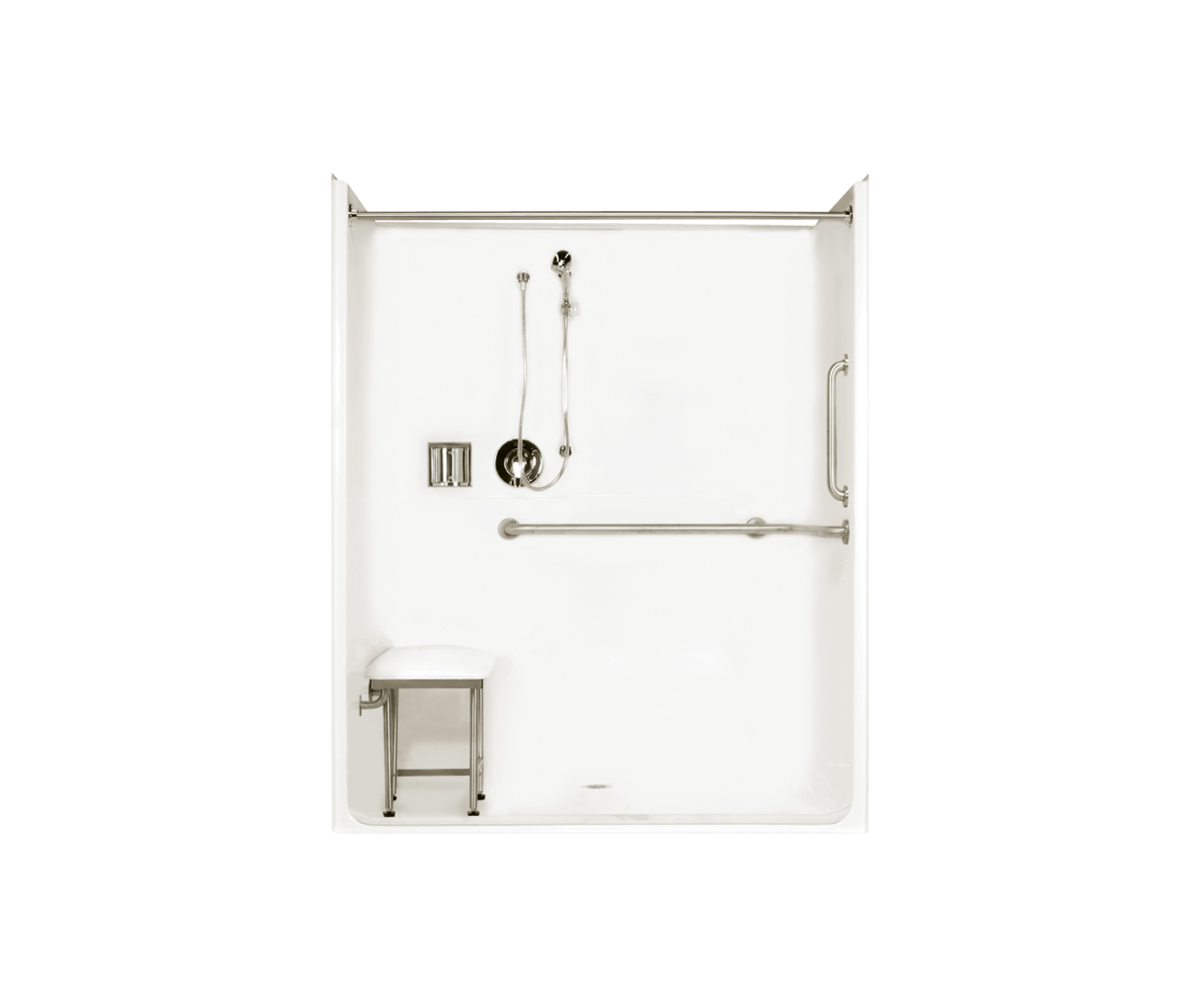 MP6436BF34 64 x 36 AcrylX One-Piece Alcove Back Center Drain 