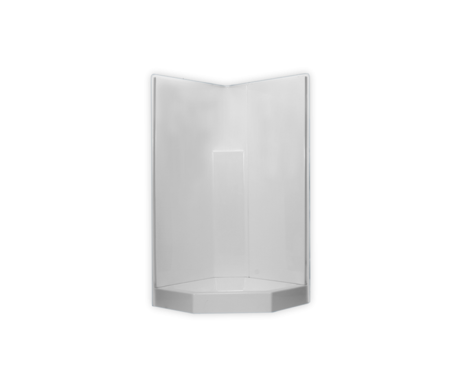 RE1839 38.5 x 38.5 AcrylX Three-Piece Corner Center Drain Shower