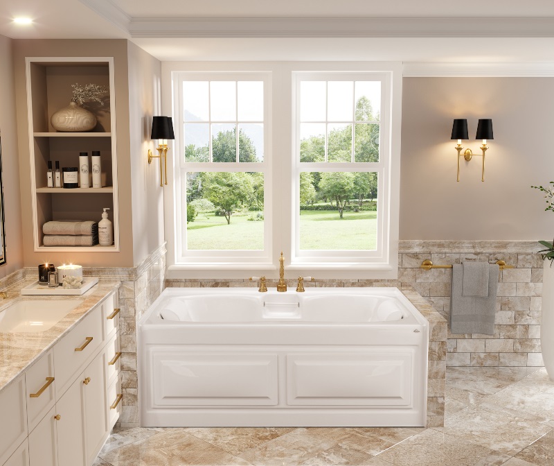 Laurel Mountain Warren ll 36-in x 72-in White Acrylic Oval Drop-In Air Bath  (Front Center Drain) in the Bathtubs department at