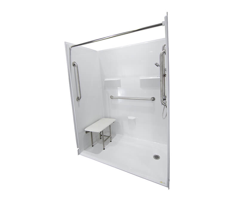 Gleason III 60 x 36 AcrylX Alcove Left-Hand Drain Five-Piece Shower in  White