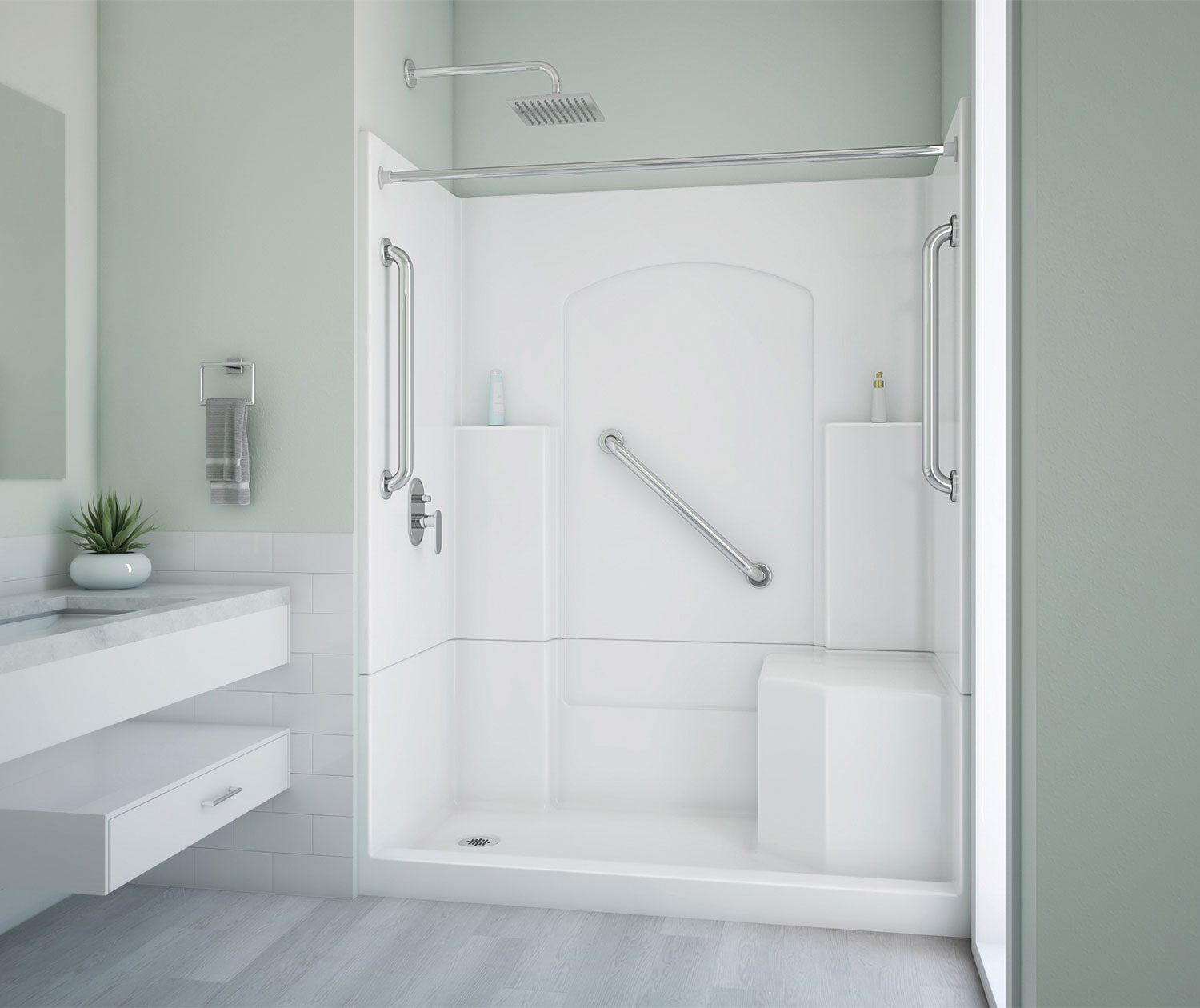 White Bathtub Rail for Fiberglass Tubs