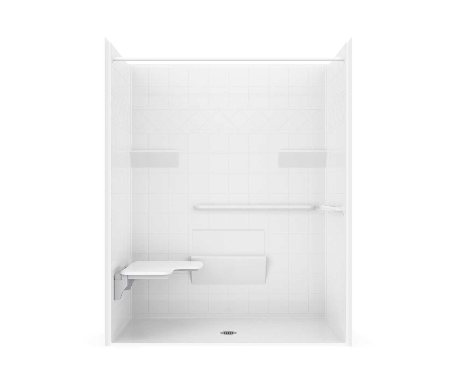 Vanleer 63 x 34 AcrylX Alcove Center Drain One-Piece Shower in