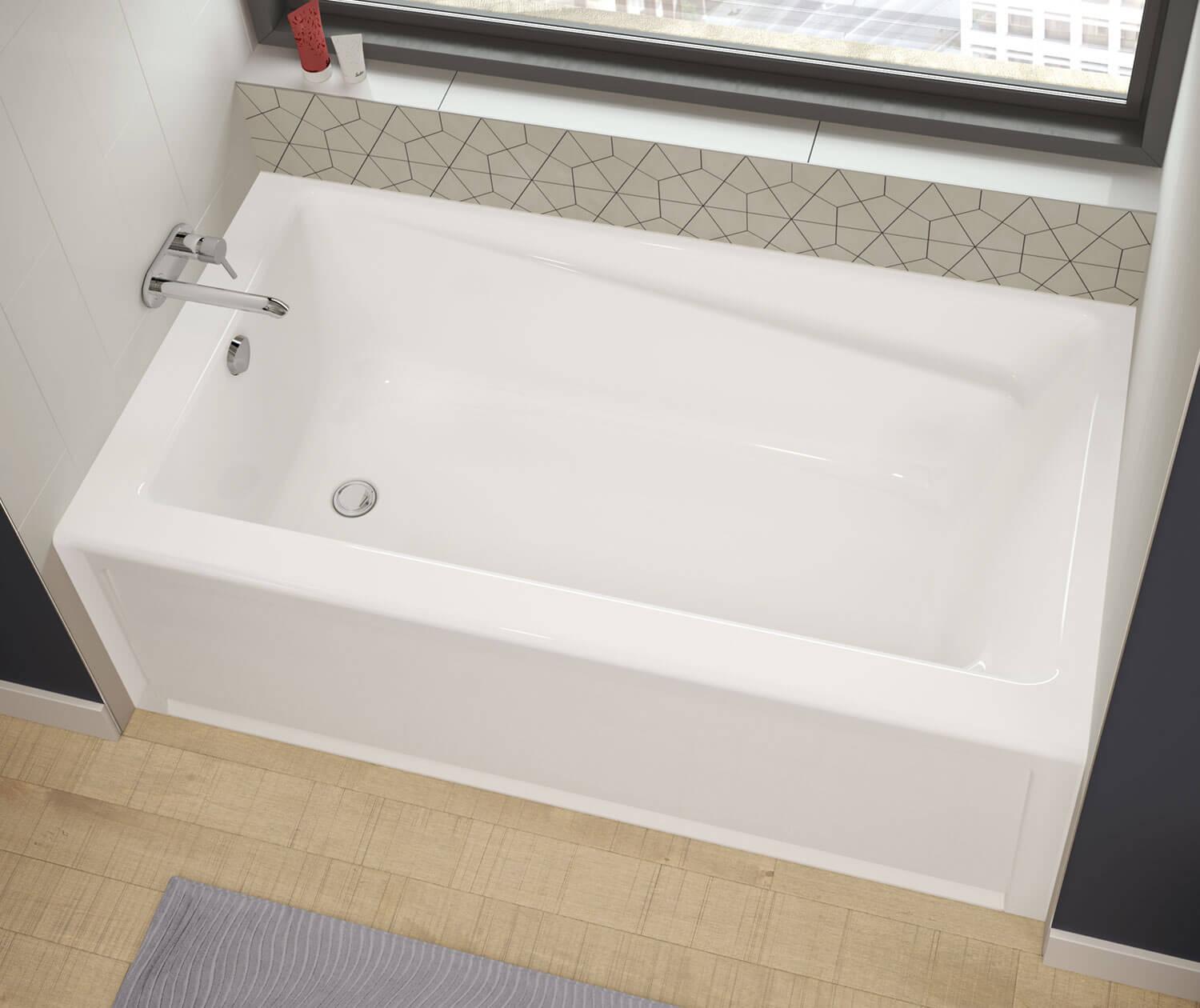 New Town 6032 IFS Acrylic Alcove Left-Hand Drain Bathtub in White