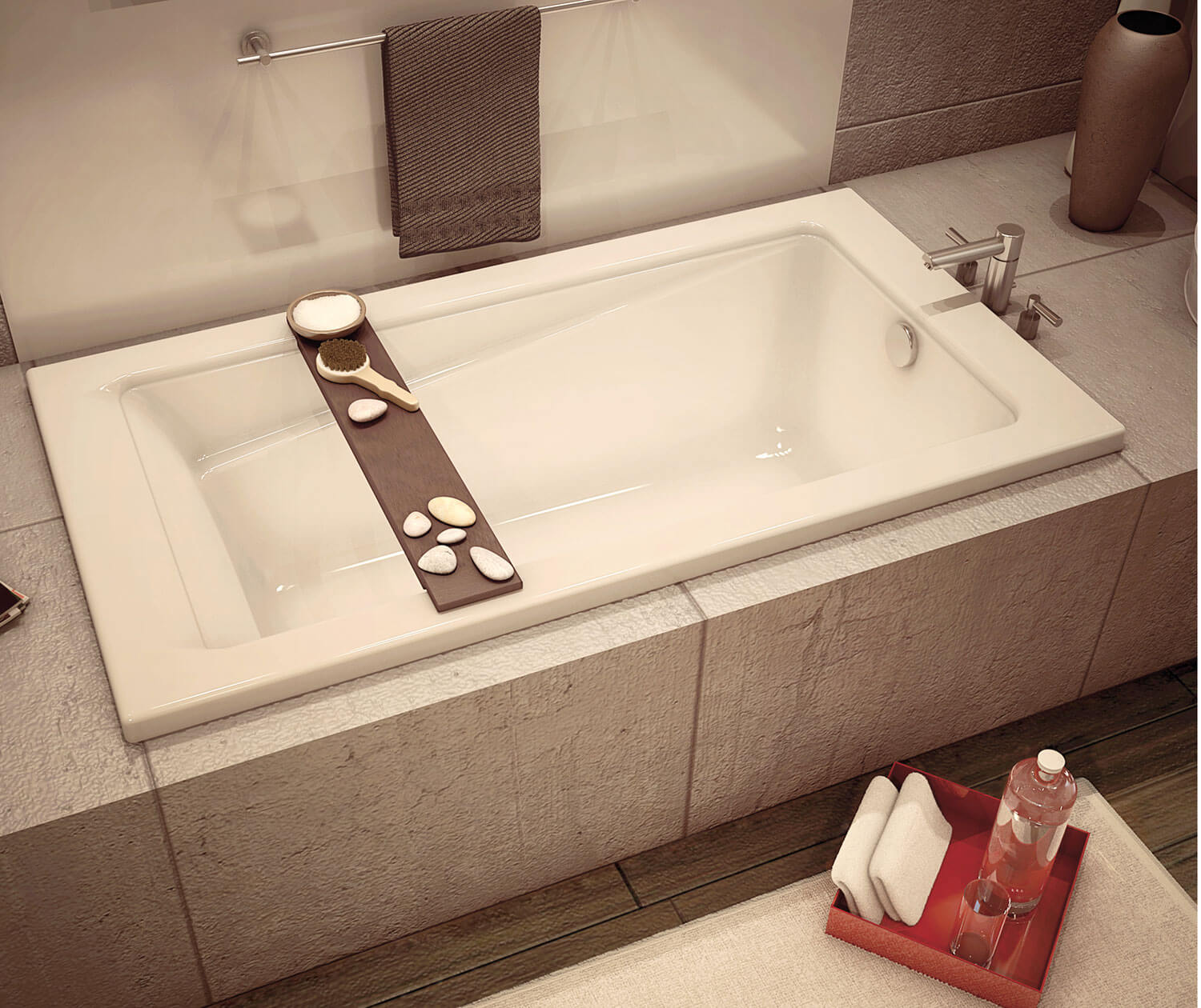 New Town 6032 Acrylic Drop-in End Drain Bathtub in White | Bath