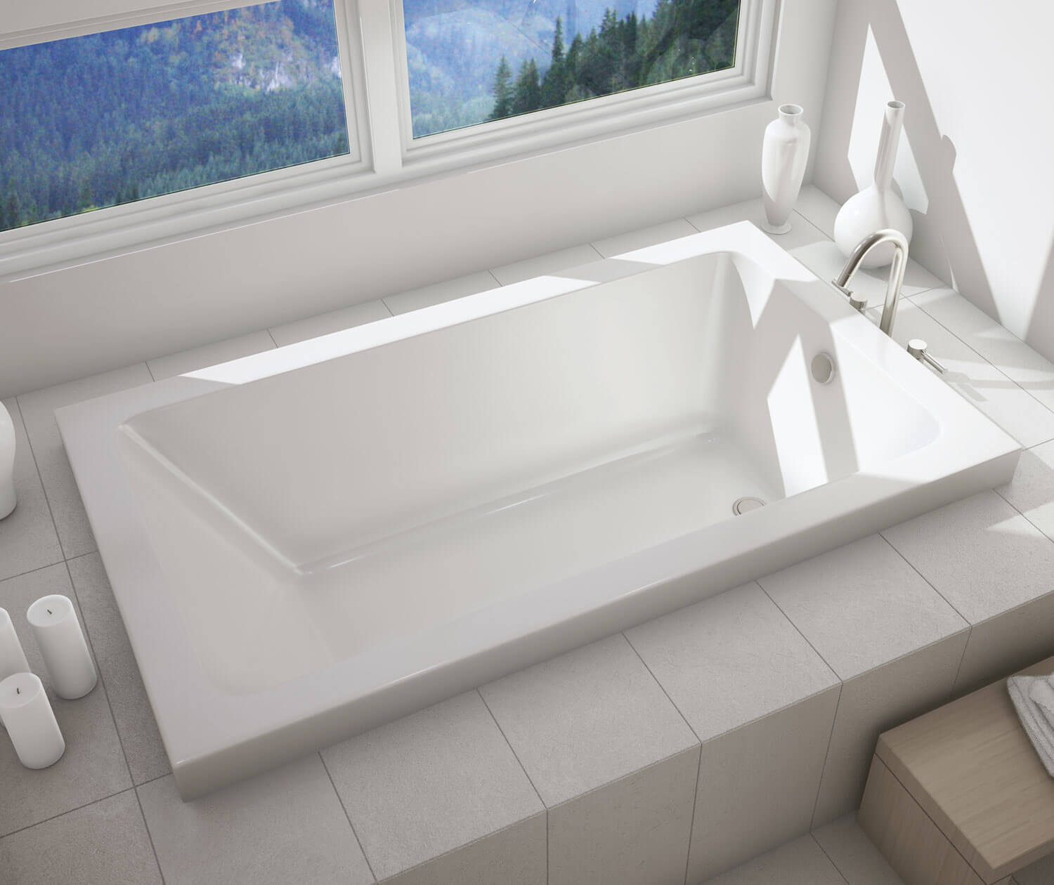 Lopez 7236 Acrylic Alcove End Drain Bathtub in White