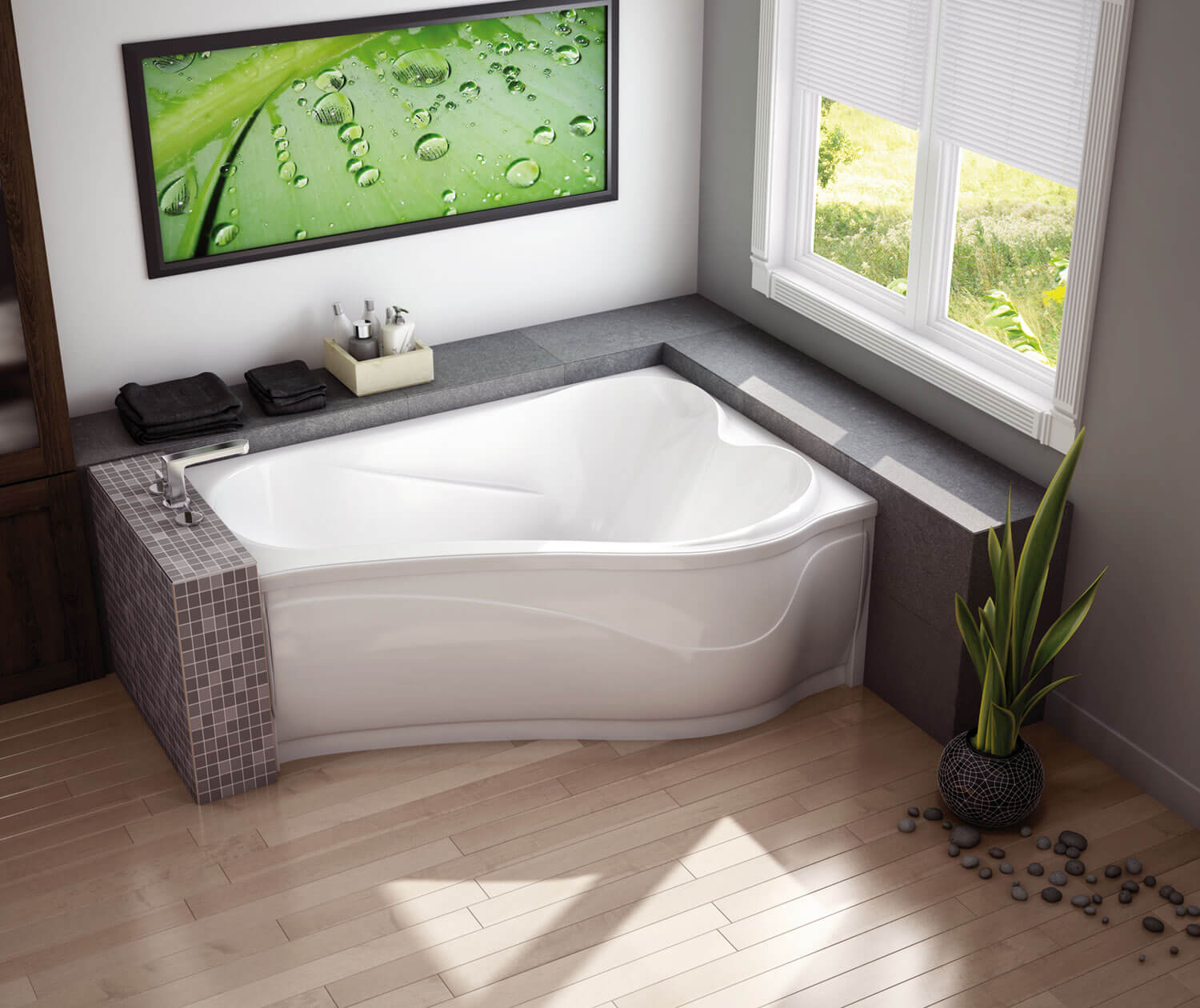 Murmur 6043 ASY Acrylic Drop-in Right-Hand Drain Bathtub in White 