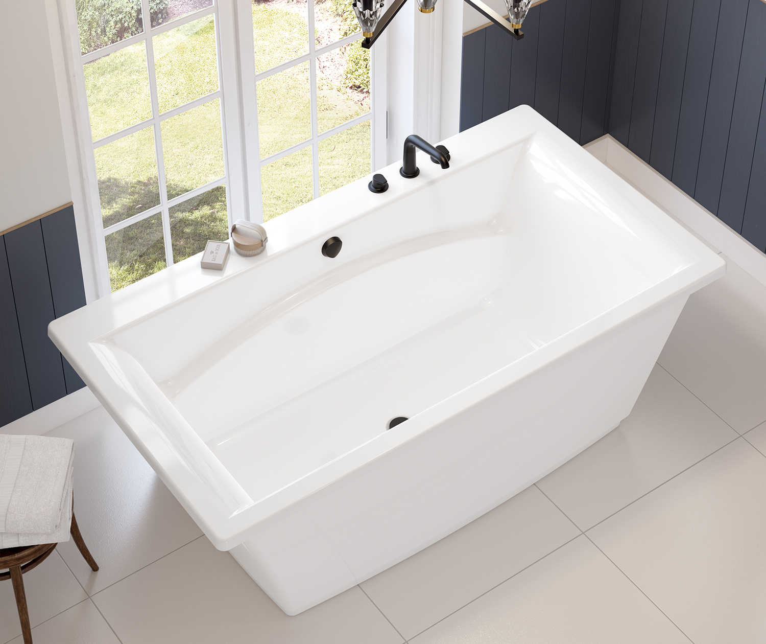 Optik 6636 F Acrylic Freestanding Center Drain Aerofeel Bathtub in