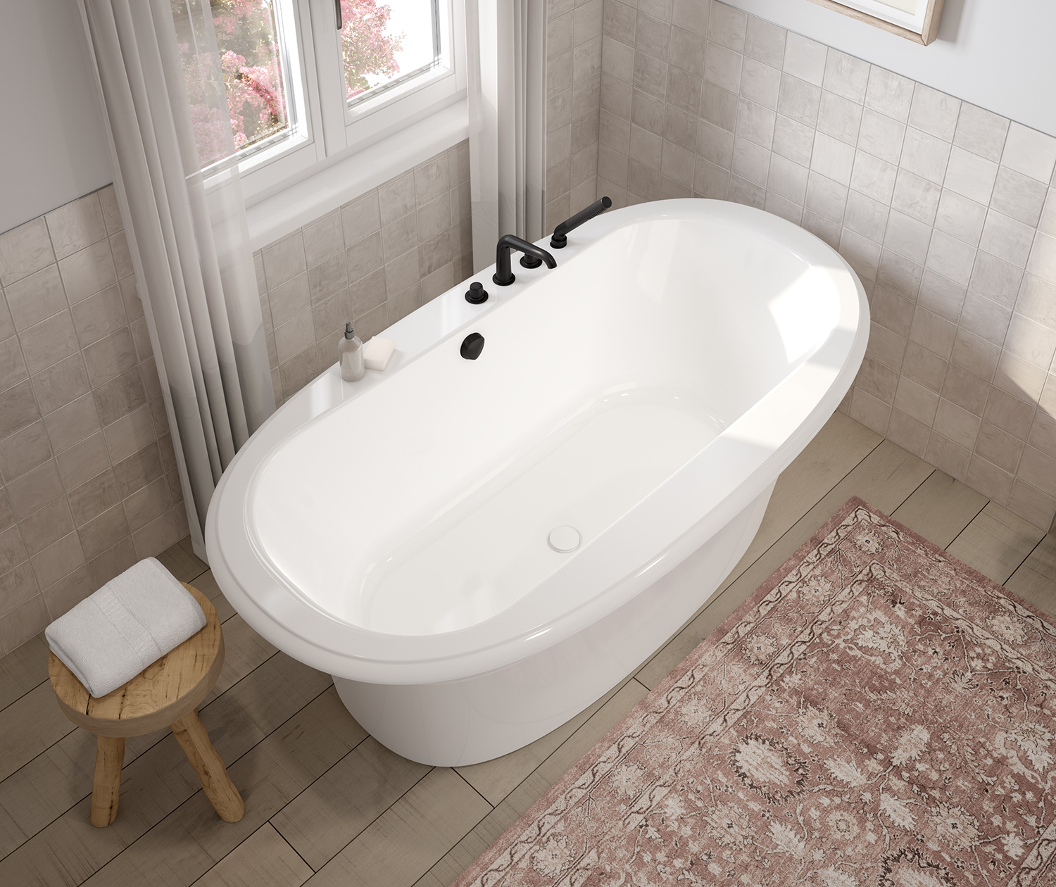 Ella Sleek 66 x 36 Acrylic Freestanding Center Drain Bathtub in 