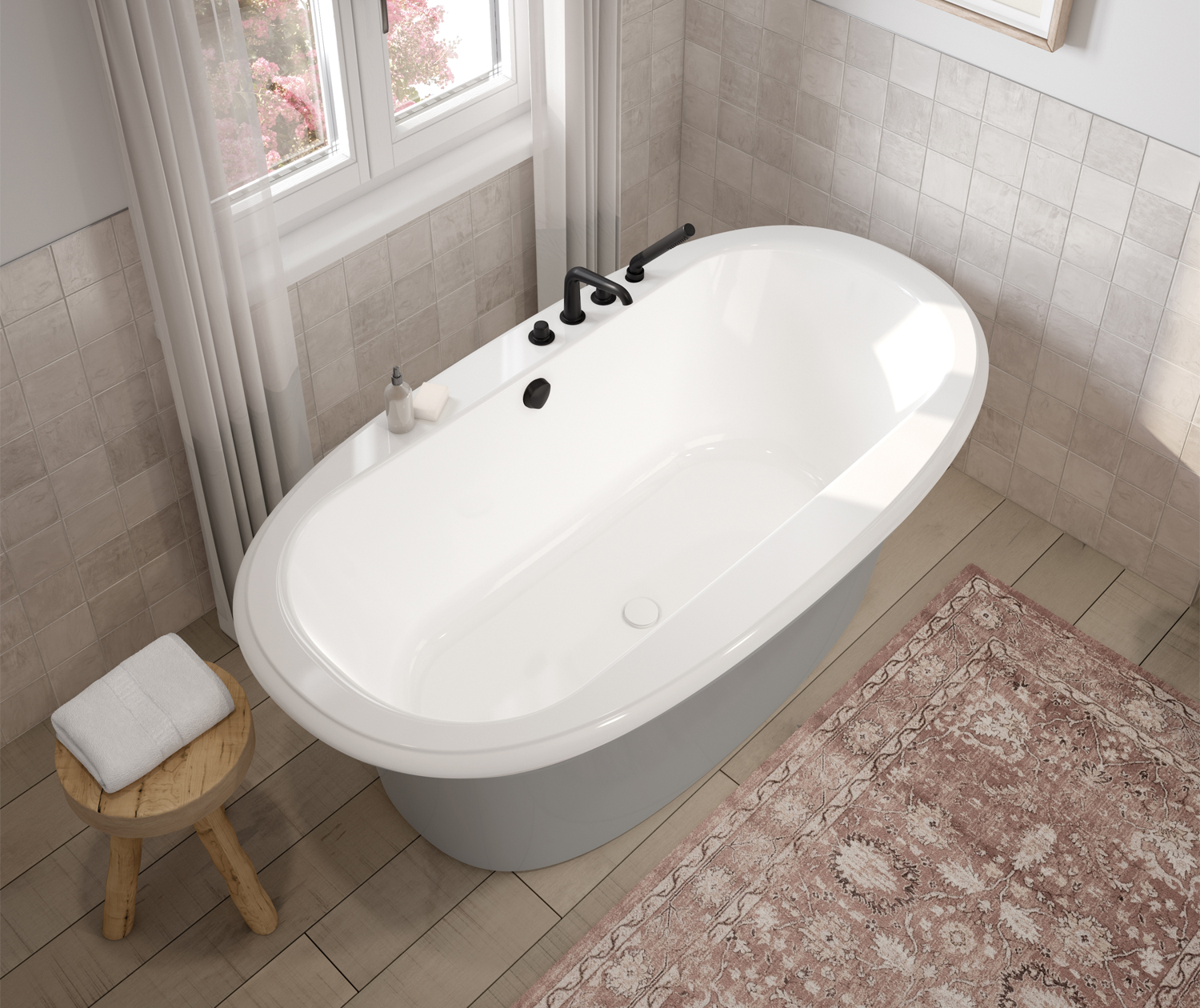 Ella Sleek 66 x 36 Acrylic Freestanding Center Drain Bathtub in 