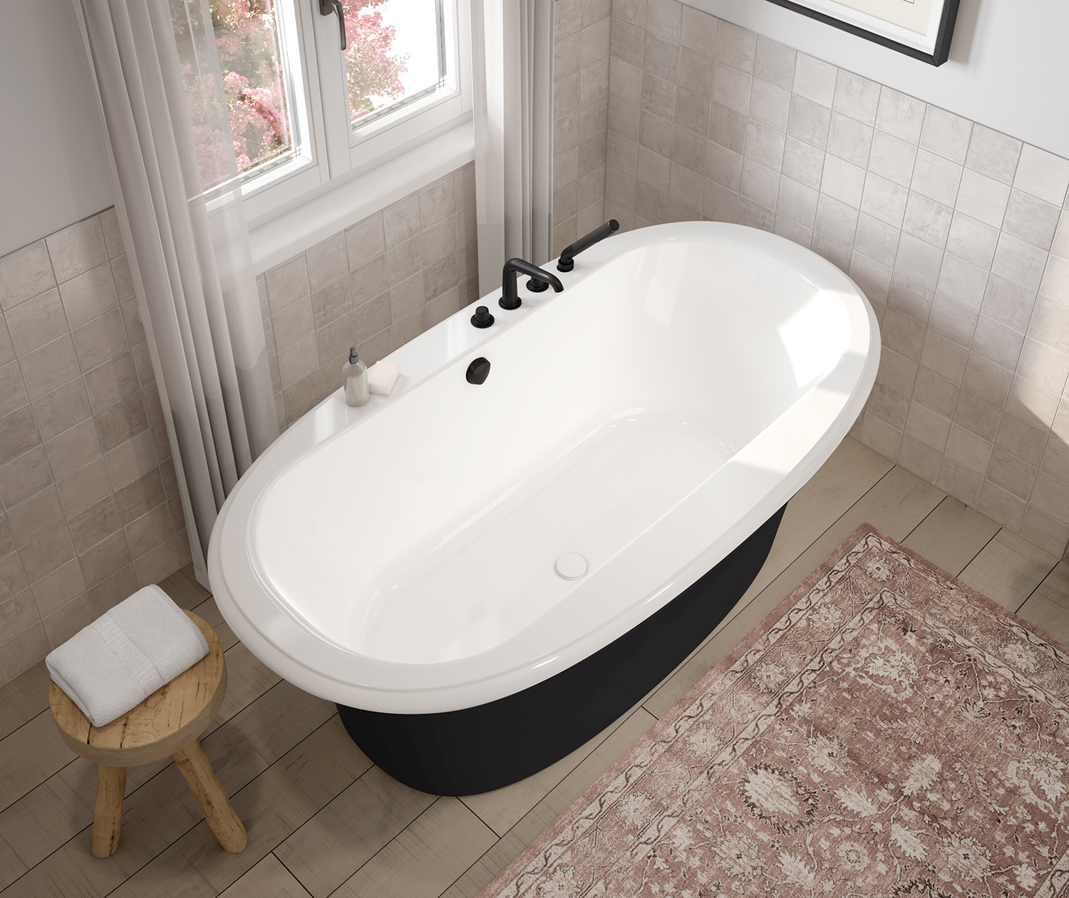 Ella Sleek 66 x 36 Acrylic Freestanding Center Drain Bathtub in 