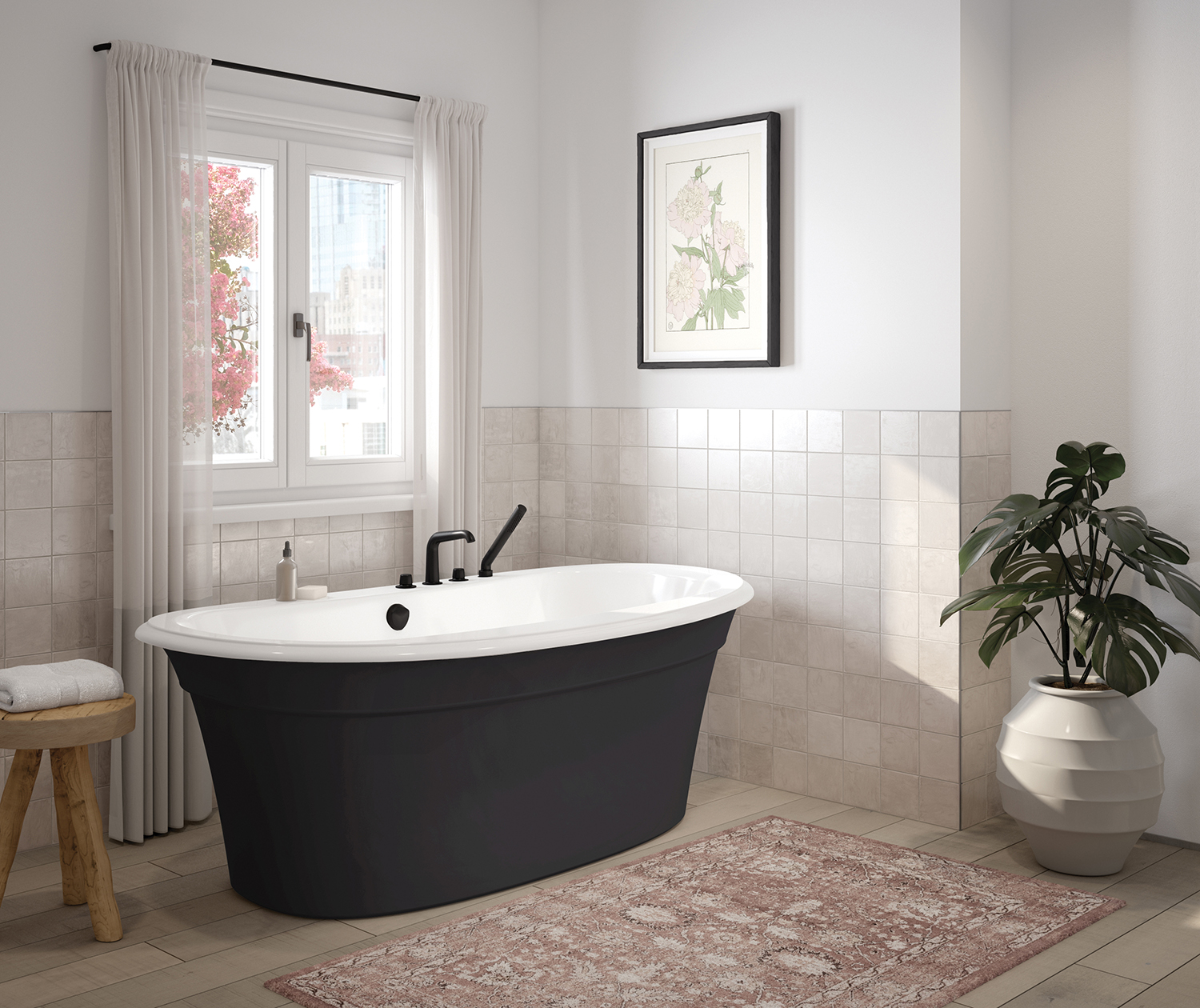 Rapsel LAMI 027 Lavasca Mini 71 L x 36 W X 28 H Freestanding Bathtub in  Matte Black