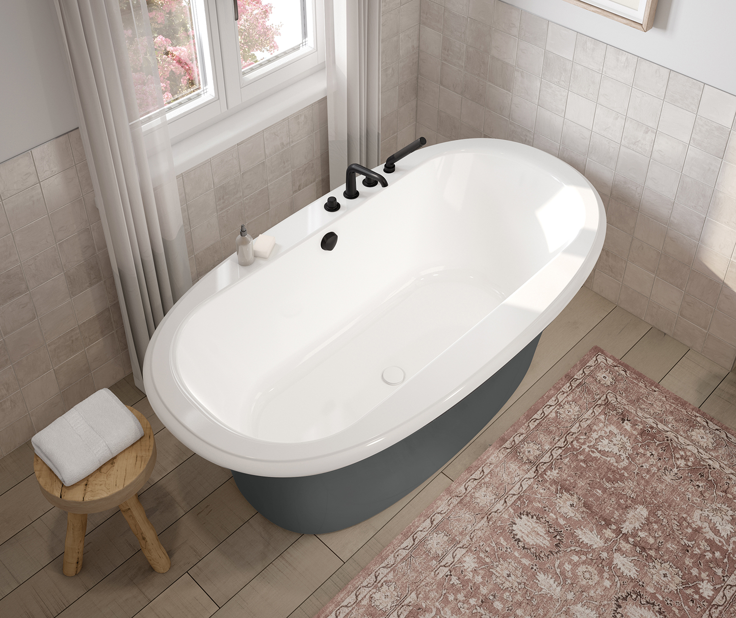 Ella Sleek 66 x 36 Acrylic Freestanding Center Drain Bathtub in 