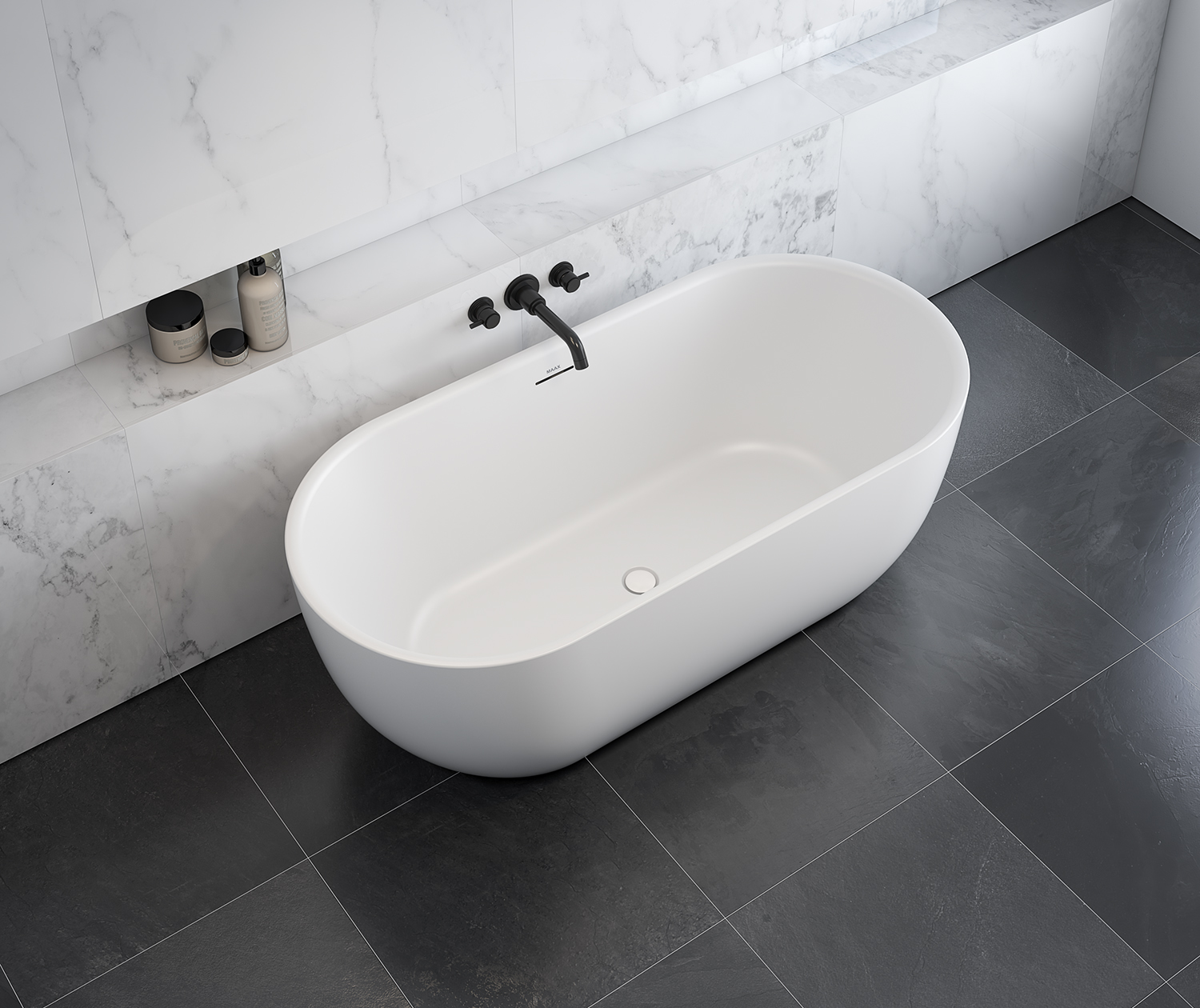 Tosca Matte 6732 Acrylic Freestanding Center Drain Bathtub in 