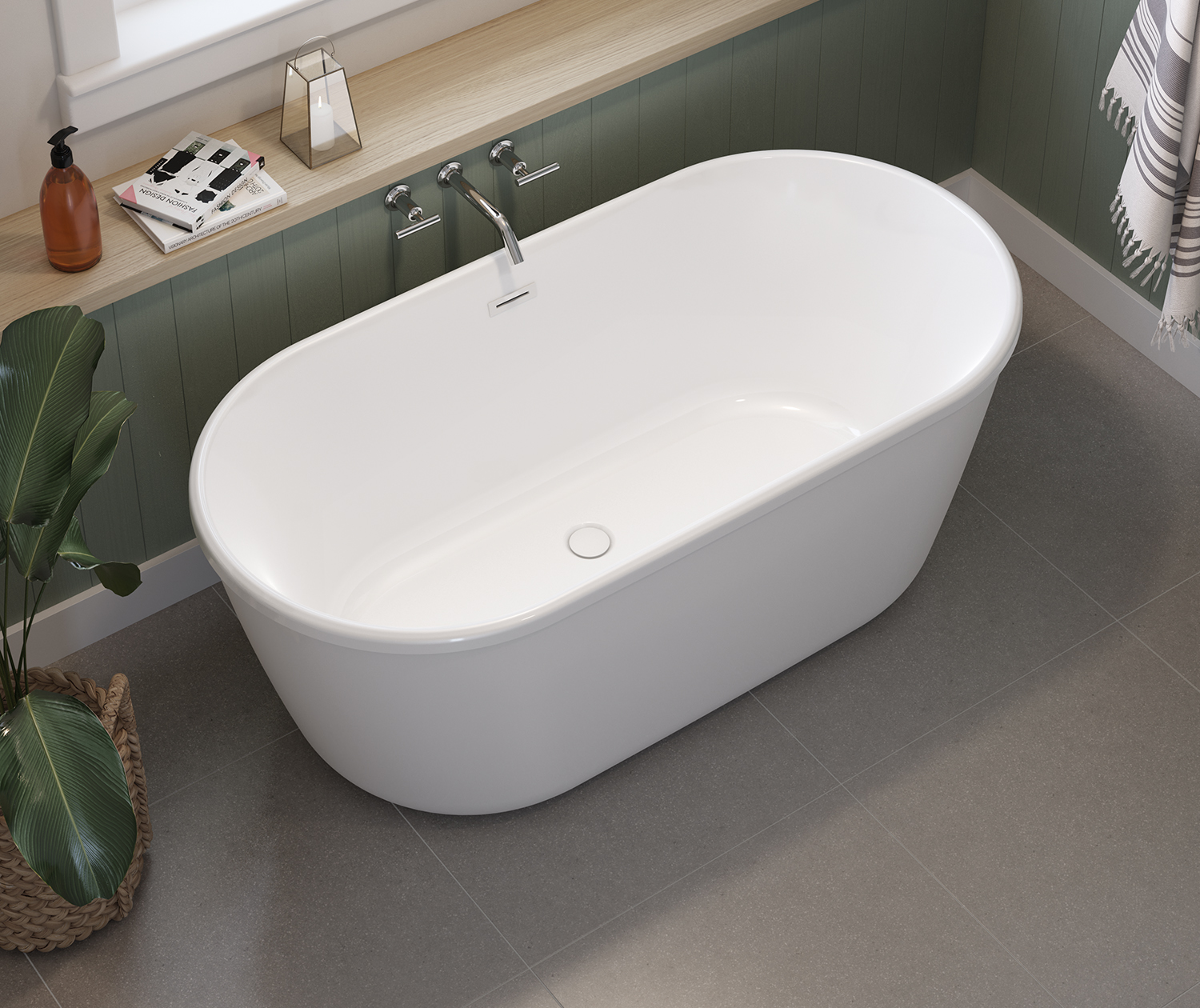 Griffin 5829 AcrylX Freestanding Center Drain Bathtub in White 