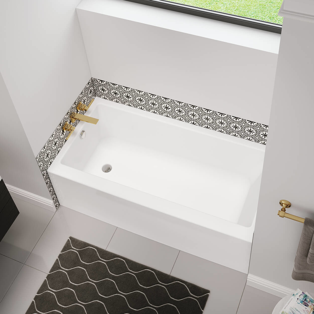 Bosca 6032 AFR Acrylic Alcove LeftHand Drain Bathtub in White Bath
