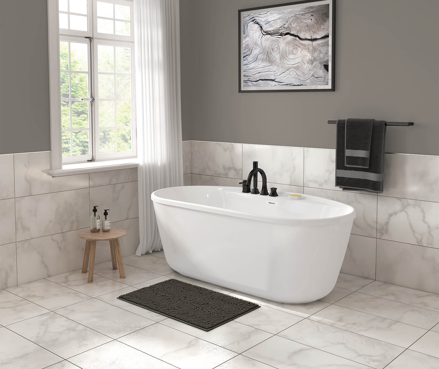 MAAX Sax 32-in x 60-in White Gelcoat/Fiberglass Oval Freestanding Soaking  Bathtub (Reversible Drain) in the Bathtubs department at