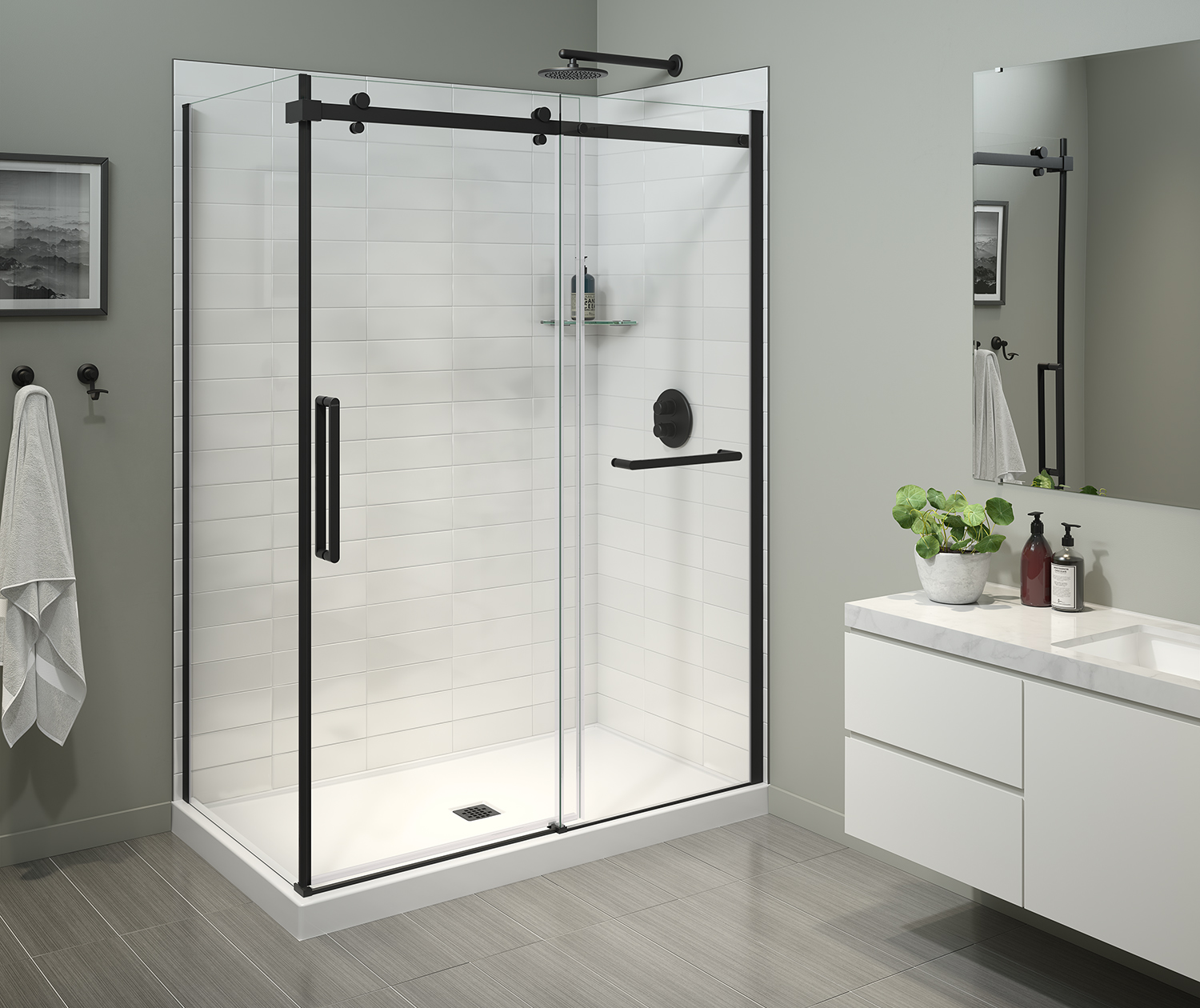 Ensemble de douche à vapeur blanche 36 x 60 x 85,25 po Paro de Maax, porte  chromée, siège à gauche