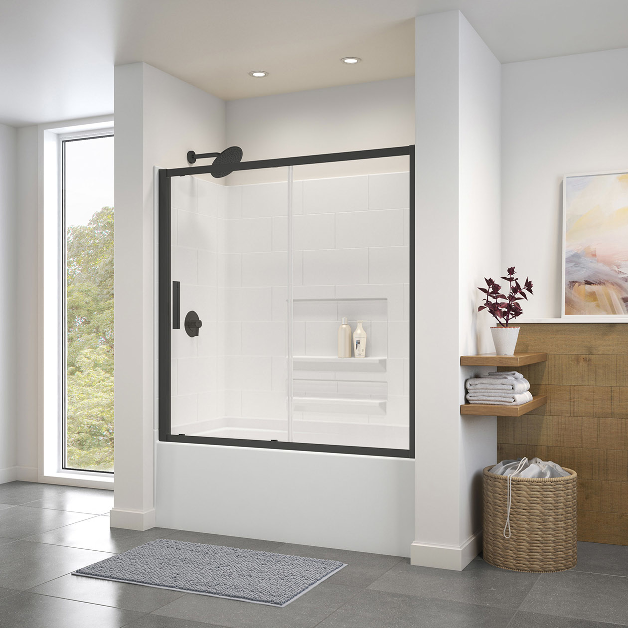 Connect 57-58 ½ x 57 in. 6mm Sliding Tub Door for Alcove Installation with  Clear glass in Matte Black | Tub Door, Maax en