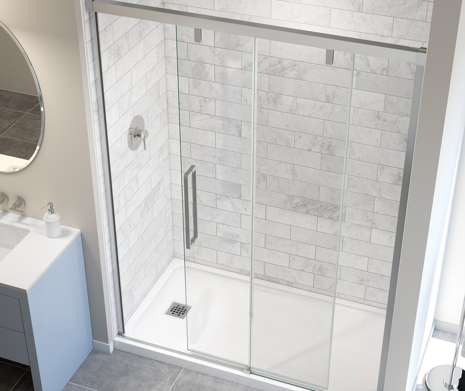 Uptown 5659 x 76 in. 8 mm Sliding Shower Door for Alcove Installation