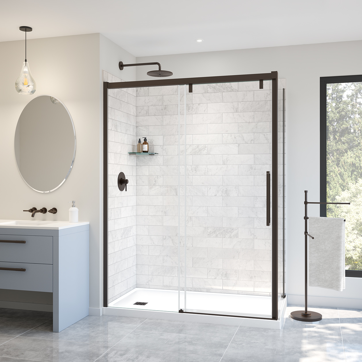 Uptown 5659 x 76 in. 8 mm Sliding Shower Door for Alcove Installation