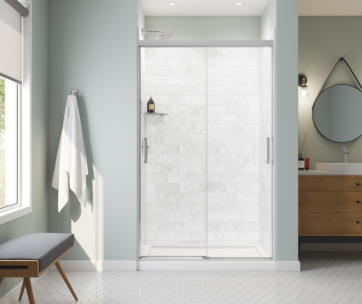 Incognito 76 44-47 x 76 in. 8mm Bypass Shower Door for Alcove 