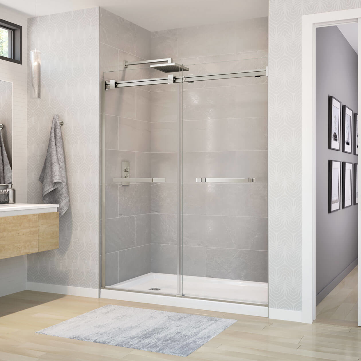 Duel 5658 ½ x 70 ½74 in. 8mm Bypass Shower Door for Alcove