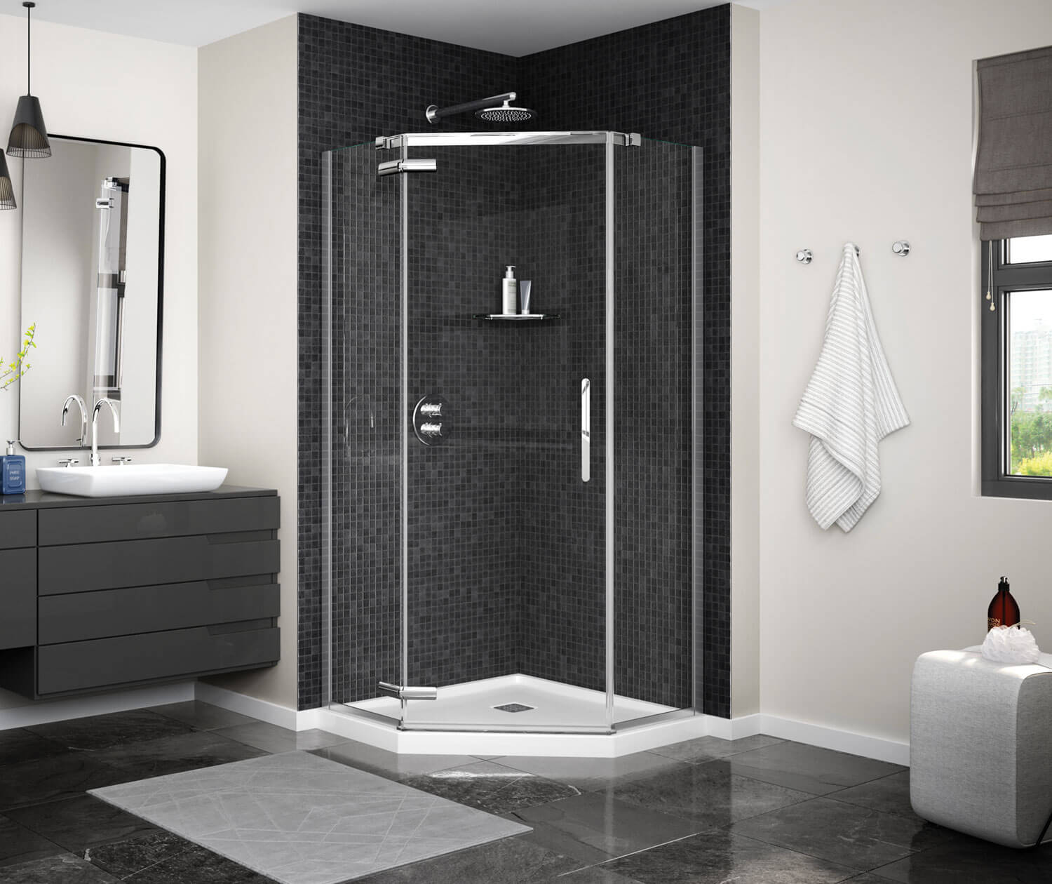 VTI 38'' W 38'' D Neo-Angle Triple Shower Base