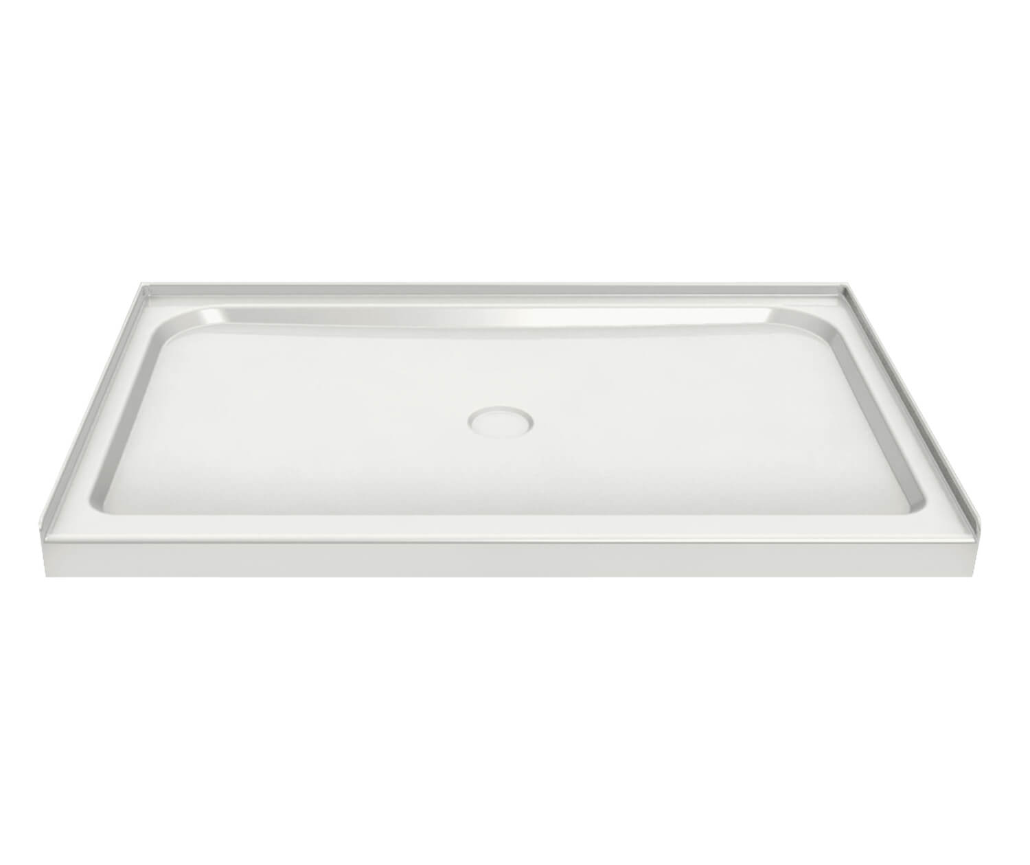 en Shower Base White in Shower Alcove 6042 Drain Base, in. Acrylic Base Maax with | Center Rectangular 3