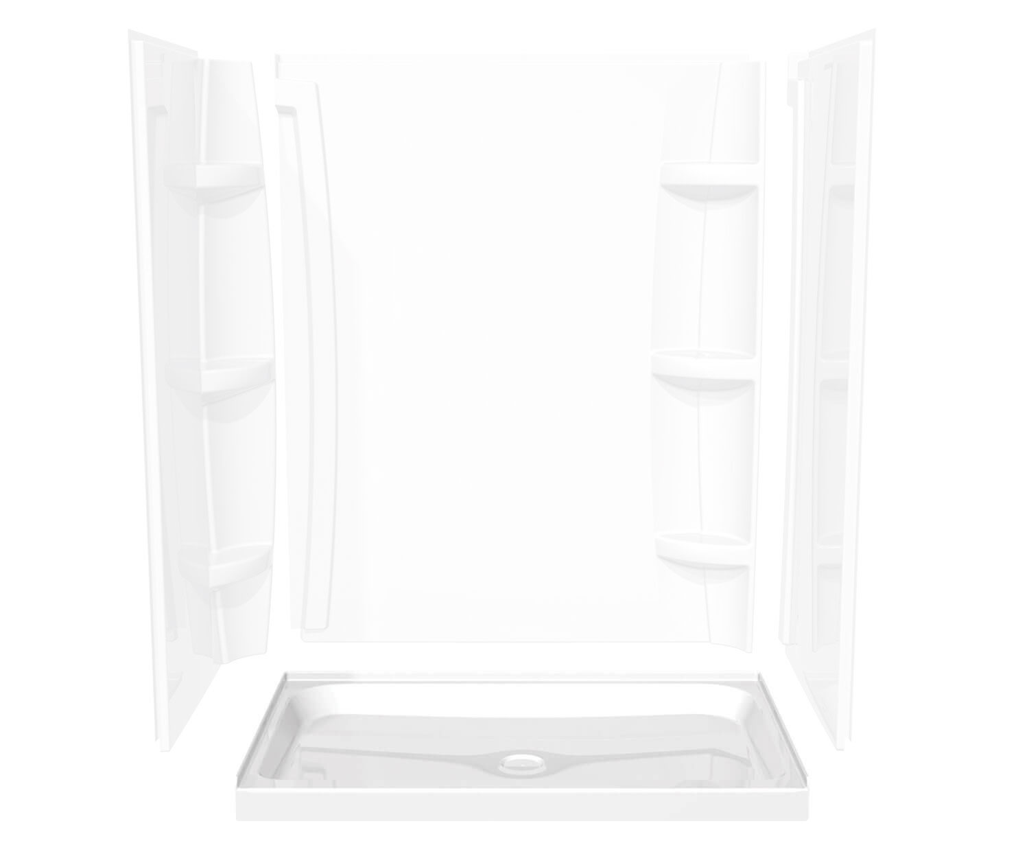 Rectangular Base 6042 Drain Shower White 3 Alcove Acrylic Center in. with | Shower en in Base Maax Base