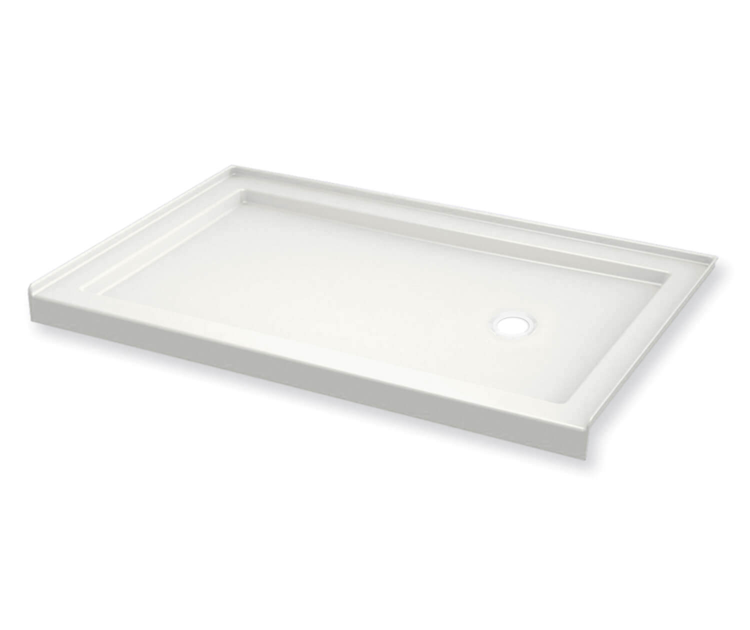 B3Round 6032 Acrylic Alcove Shower Base in White with Left-Hand Drain