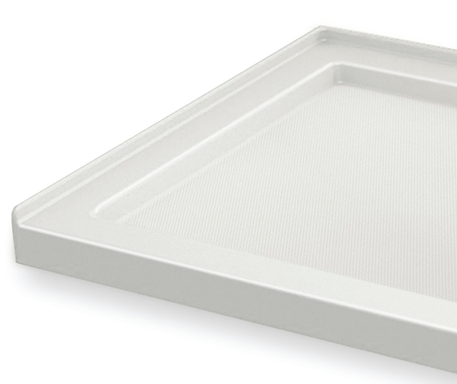 B3Round 6032 Acrylic Alcove Shower Base in White with Anti-slip Bottom with  Right-Hand Drain