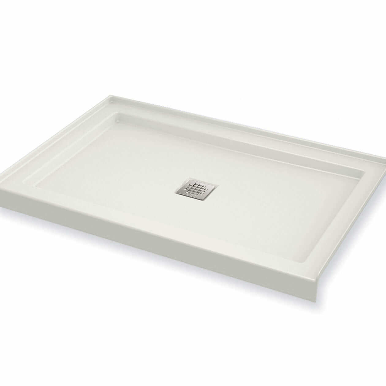 B3Square 4832 Acrylic Alcove Shower Base in White with