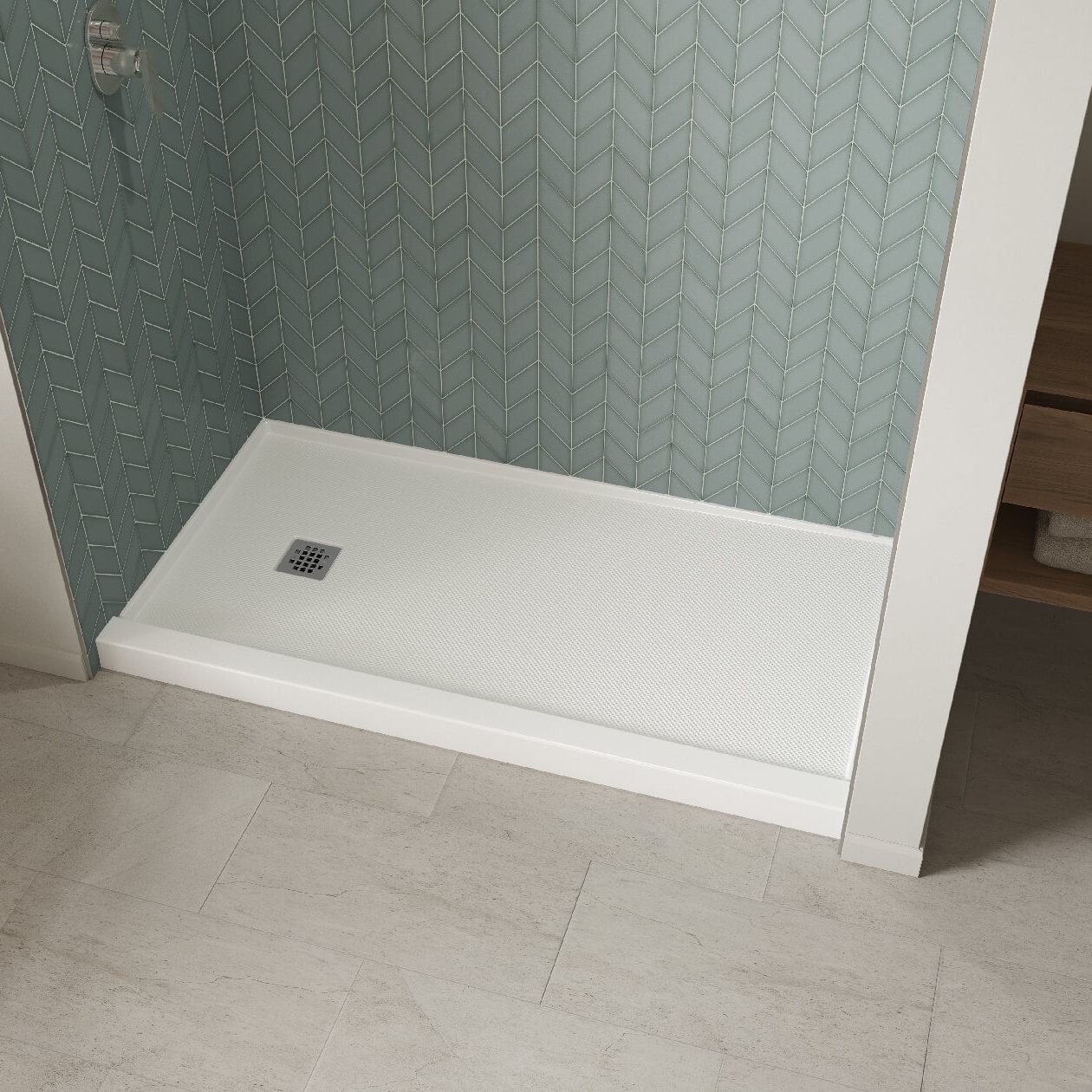 B3X 6032 Acrylic Alcove Shower Base with LeftHand Drain in White