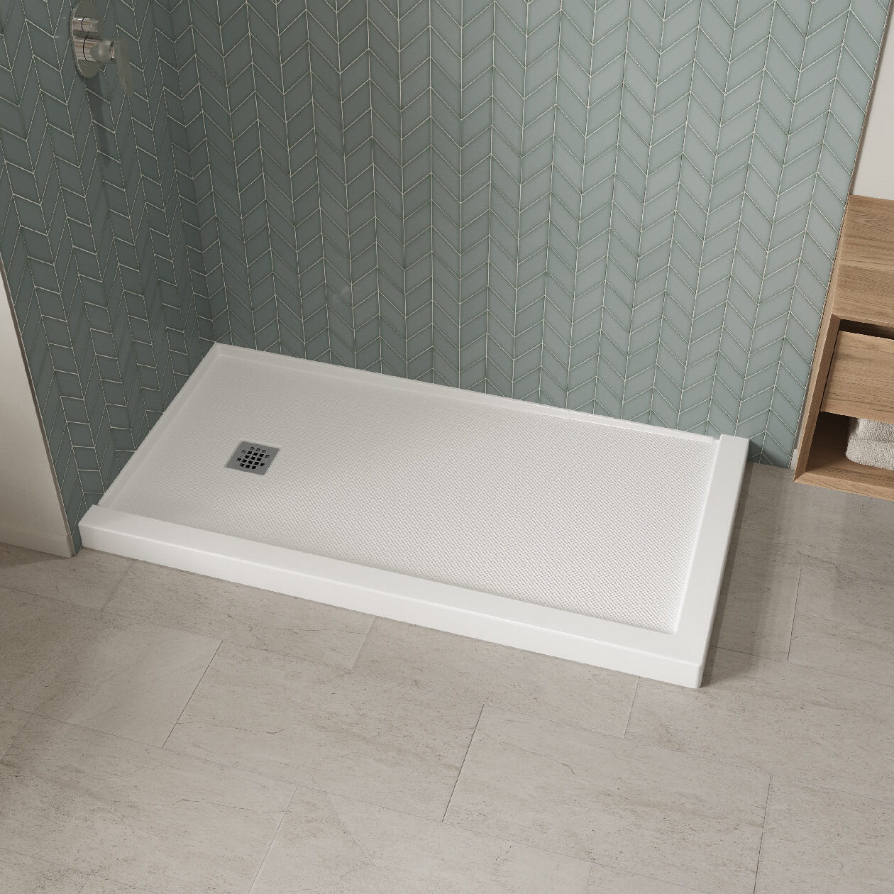 B3X 6032 Acrylic Corner Left Shower Base with Left-Hand