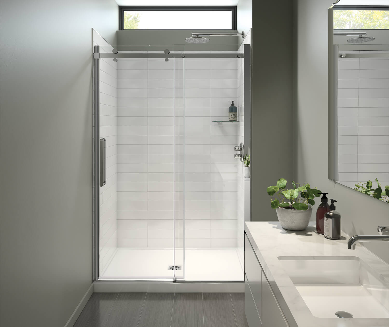 B3X 4836 Acrylic Alcove Shower Base with Center Drain in White 