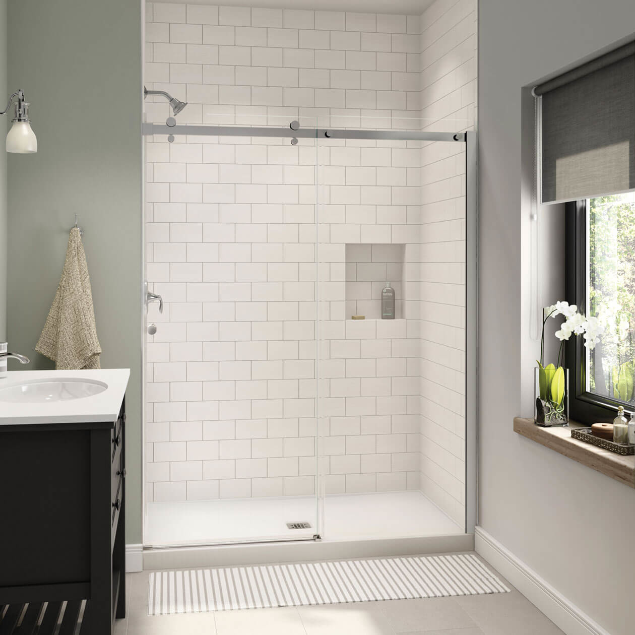 B3X 6036 Acrylic Alcove Shower Base With Center Drain In White Shower 