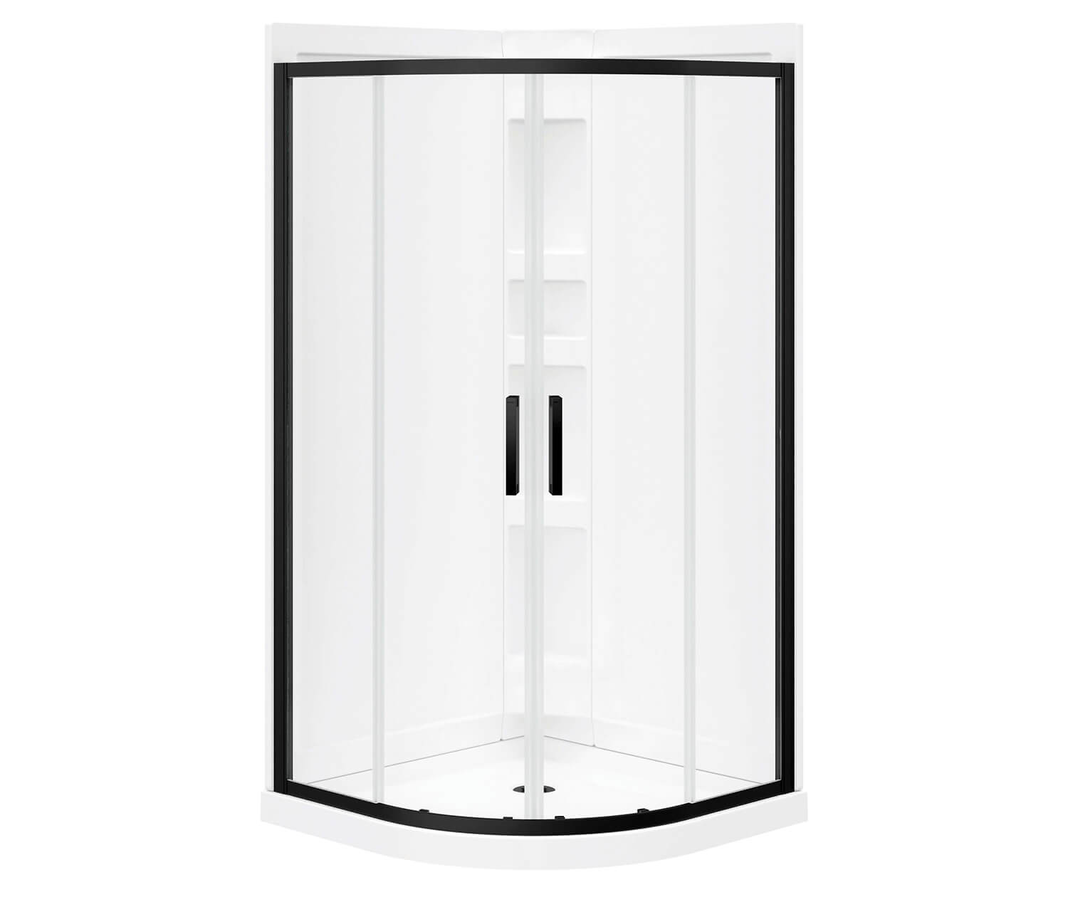 Kassia 38 with x Chrome Center Acrylic | 38 in Drain Shower en Maax White Clear glass Kit, Kit Shower in