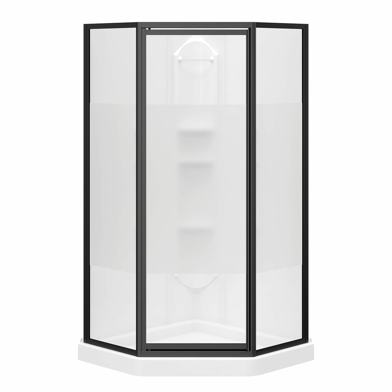 Summit Ensemble de douche 38 x 38 en polystyrène avec drain central blanche avec verre centre Summit Ensemble de douche 38 x 38 en polystyrène avec drain central blanche avec verre centre