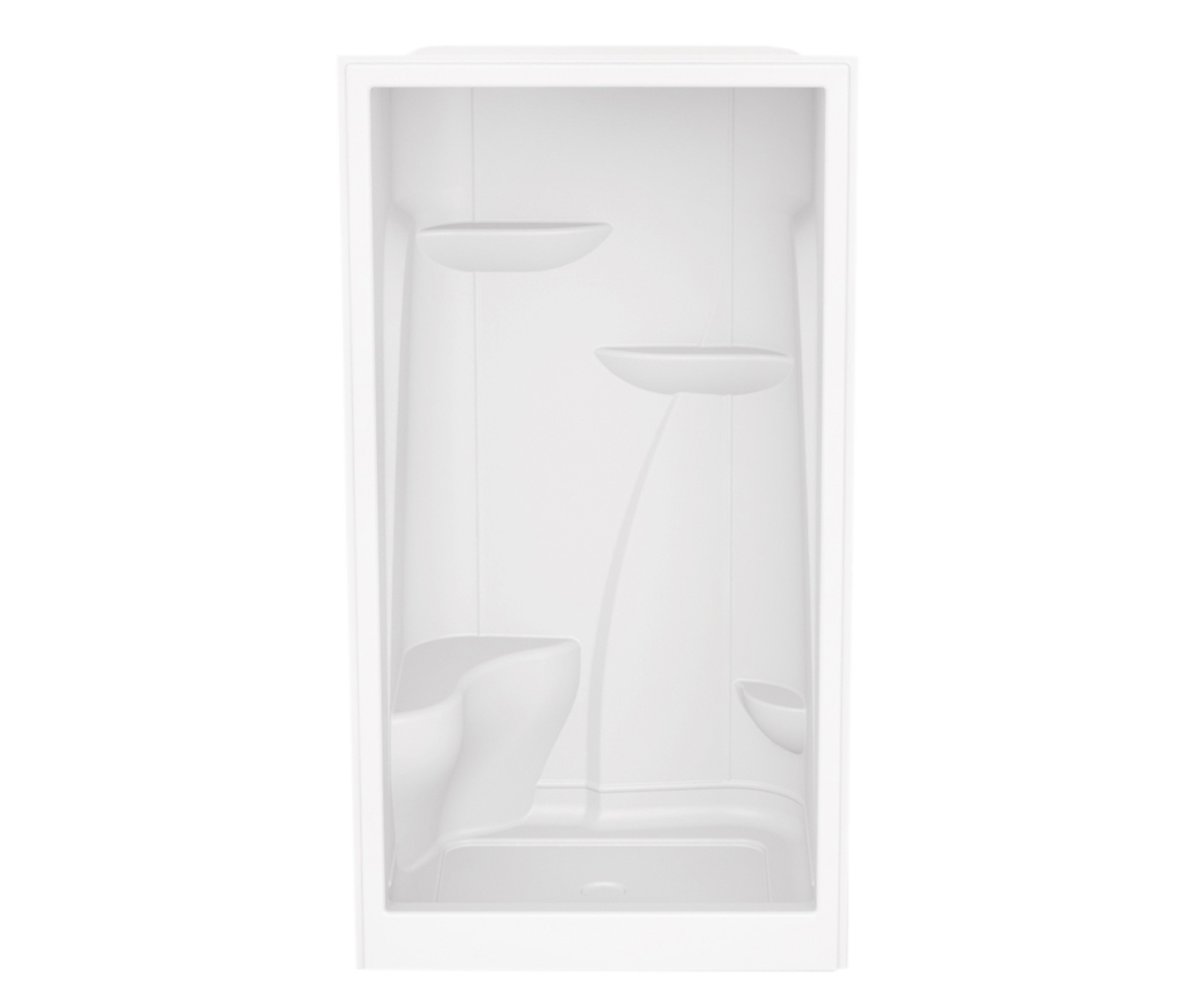 M148 48 x 36 Acrylic Alcove Center Drain One-Piece Shower in White