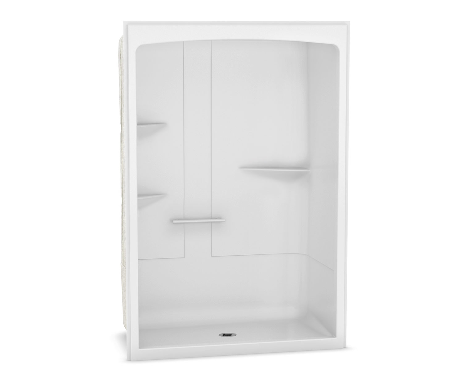 Camelia SHR-6034 Acrylic Alcove Right-Hand Drain One-Piece Shower in White