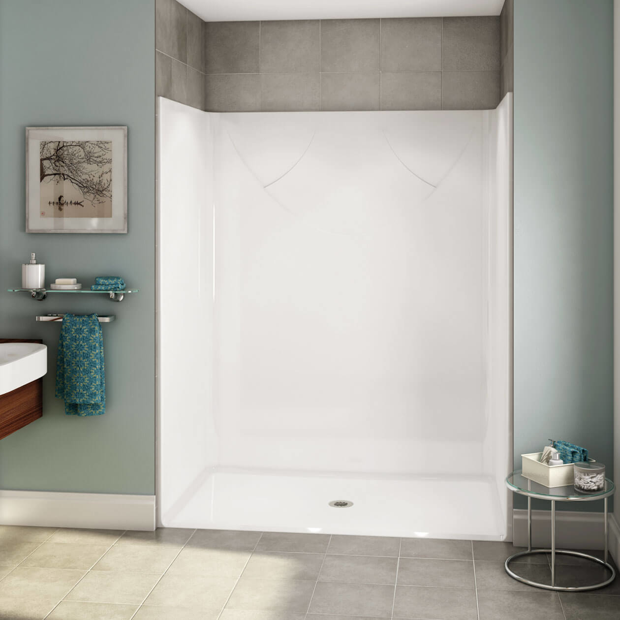 OPS-6036 - Base Model AcrylX Alcove Center Drain One-Piece