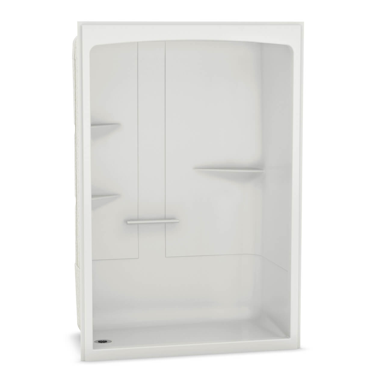 ALLIA SHR-6034 Acrylic Alcove Right-Hand Drain One-Piece Shower in White