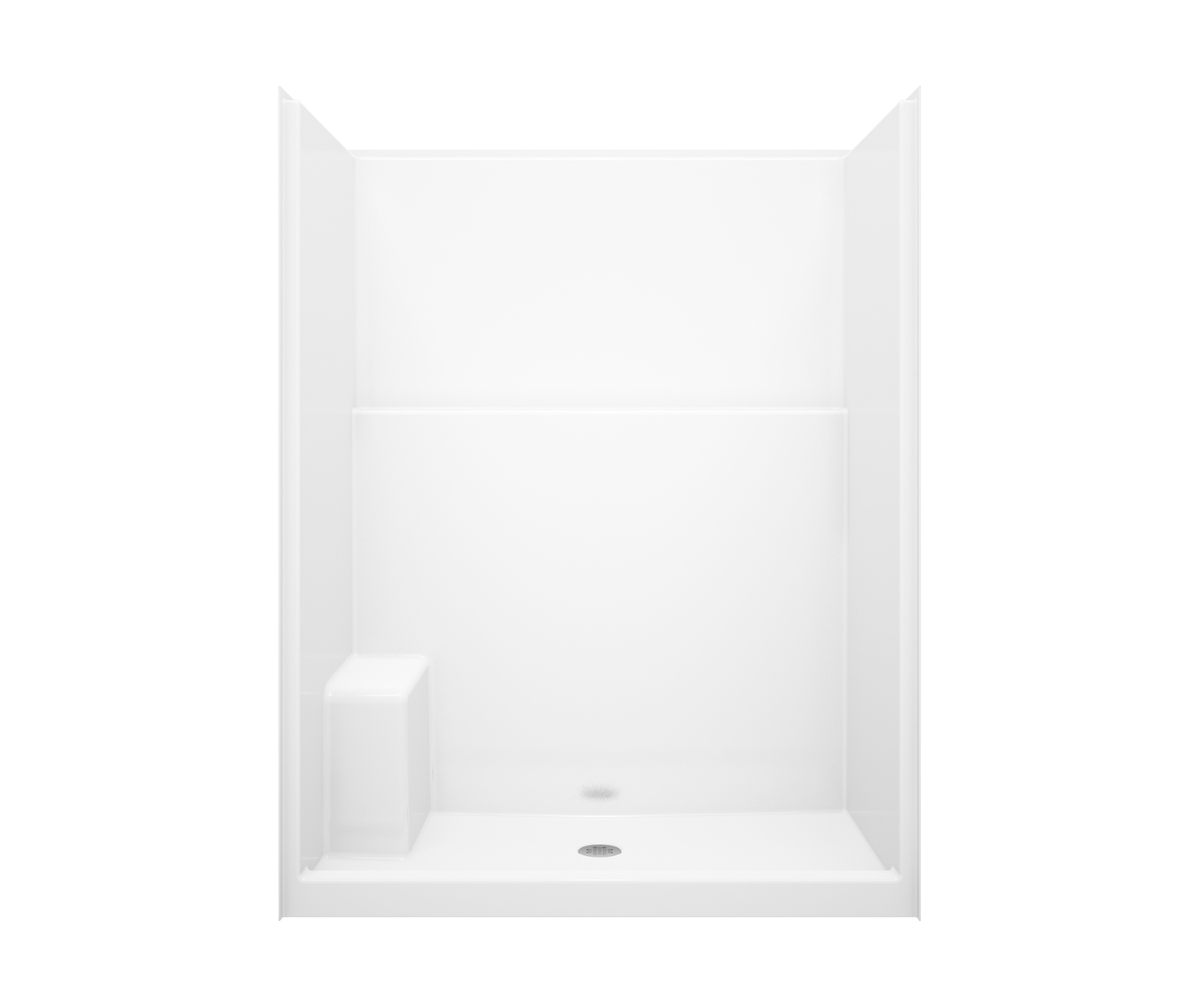 SS3260 AcrylX Alcove Center Drain One-Piece Shower in White 