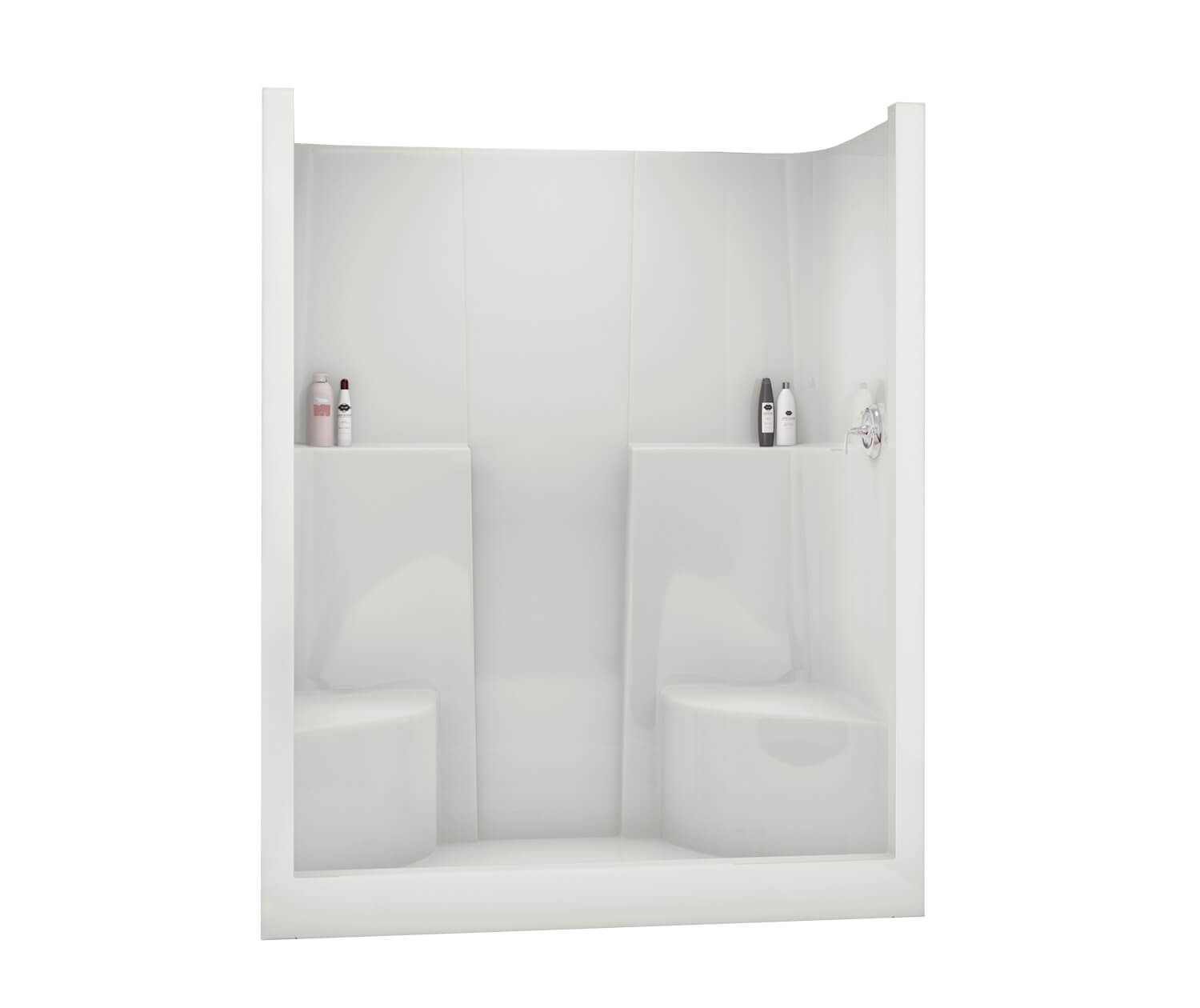 SS3660 AcrylX Alcove Center Drain One-Piece Shower in White 