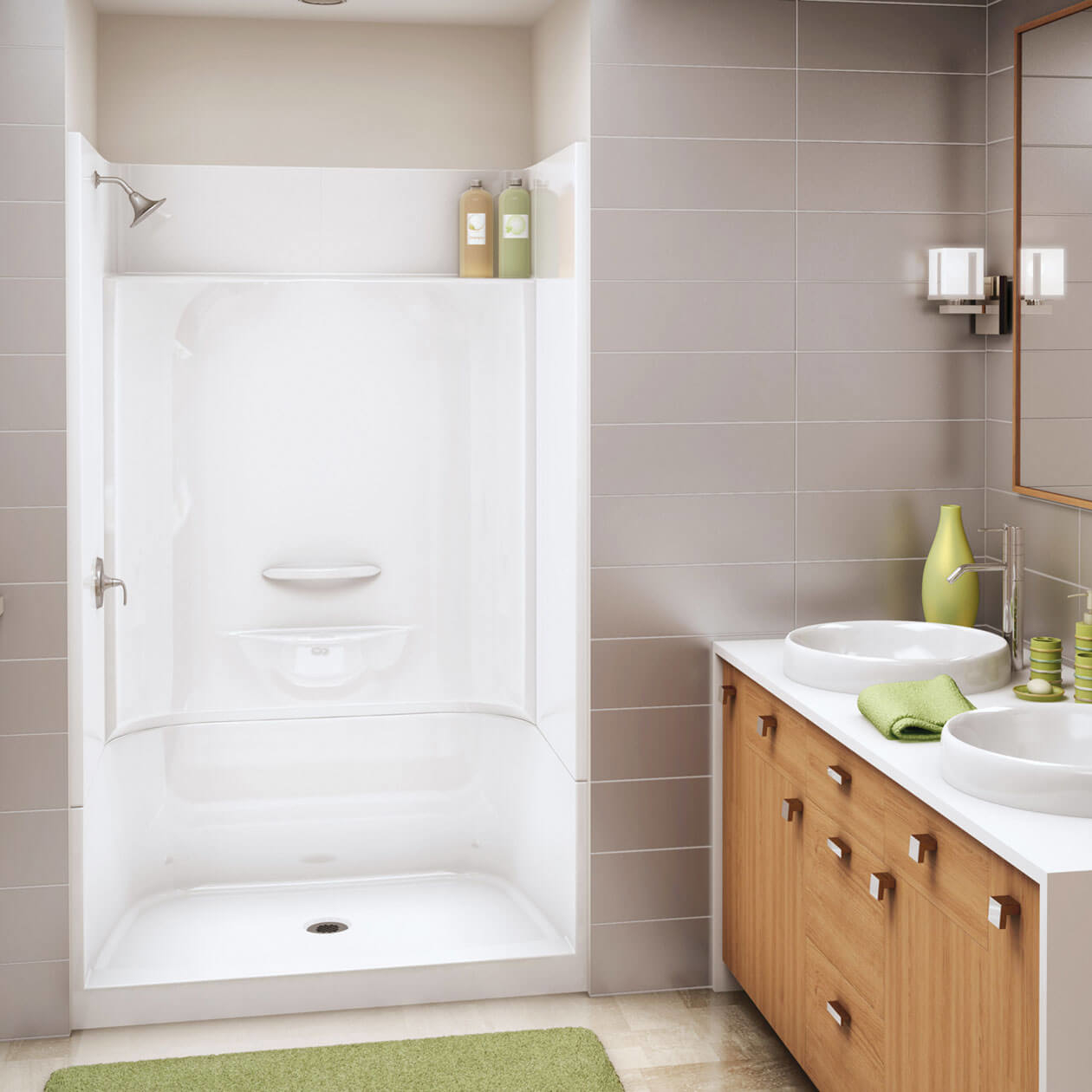 KDS 3448 AcrylX Alcove Center Drain Four-Piece Shower in KDS 3448 AcrylX Alcove Center Drain Four-Piece Shower in